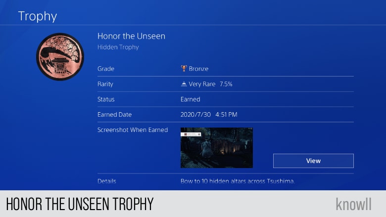 Ghost of Tsushima Trophies