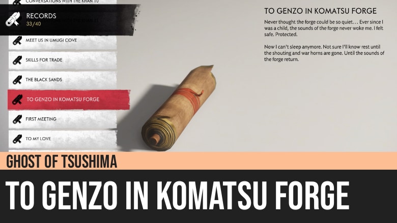 Ghost of Tsushima: To Genzo In Komatsu Forge