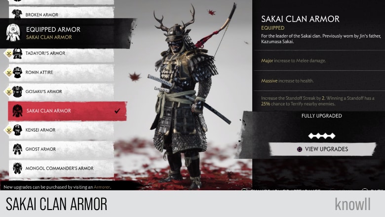 ghost of tsushima armor list