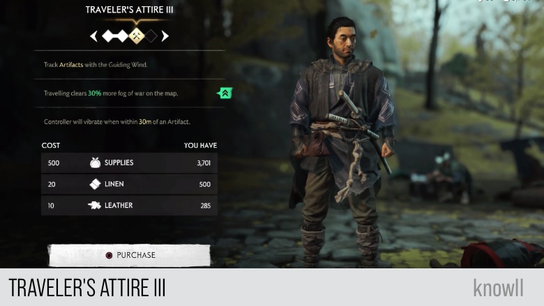 Ghost of Tsushima collectibles guide - using the Traveler's Attire