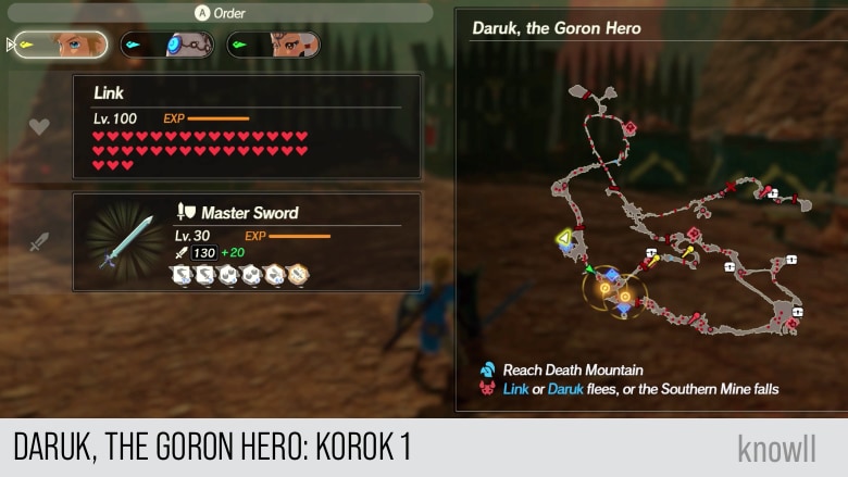 hyrule warriors age of calamity daruk the goron hero korok 1 map