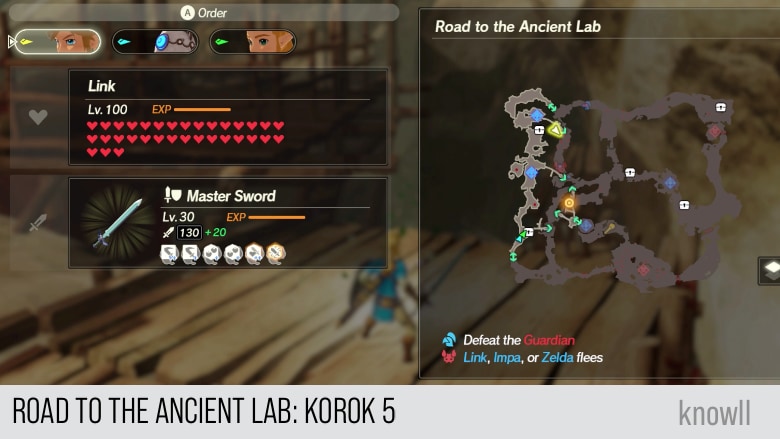 hyrule warriors age of calamity road to the ancient lab korok 5 map