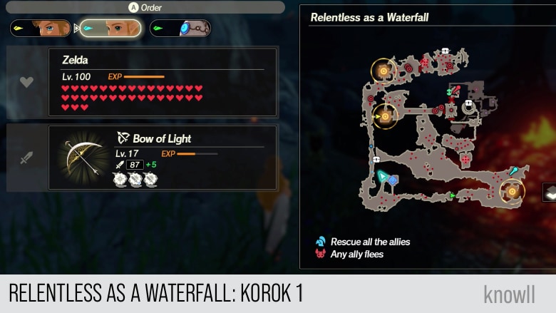 hyrule warriors age of calamity relentless as a waterfall korok 1 map