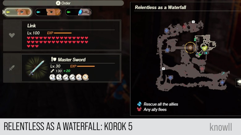 hyrule warriors age of calamity relentless as a waterfall korok 5 map