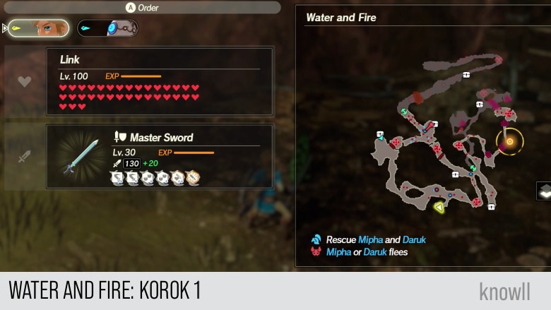 hyrule warriors age of calamity water and fire korok 1 map