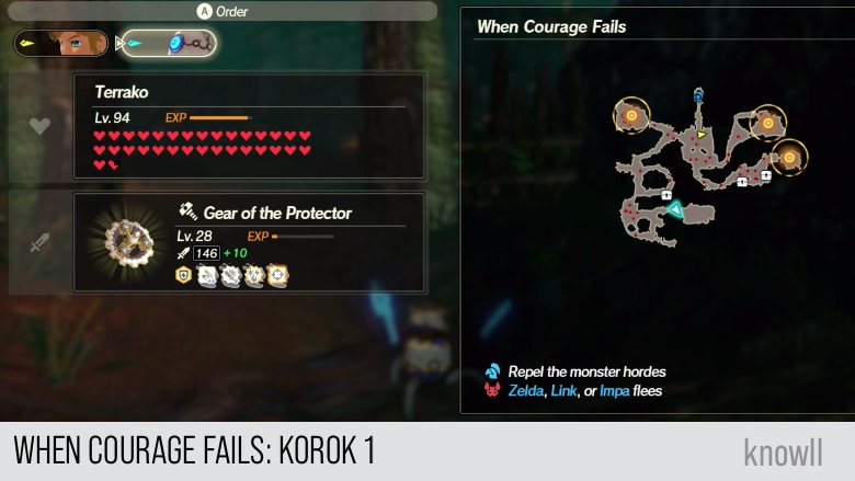 hyrule warriors age of calamity when courage fails korok 1 map